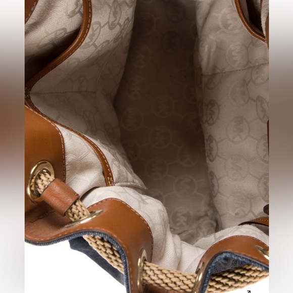 Michael Kors Denim Leather and Brown Tote Bag - Picture 4 of 5